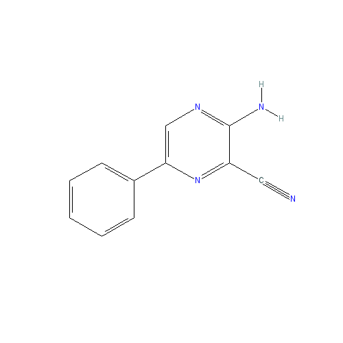 Chemical structure of 2-Amino-3-cyano-5-phenylpyrazine