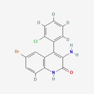 Chemical structure of 3-Amino-6-bromo-4-(2-chlorophenyl)-2(1H)-quinolinone-d5