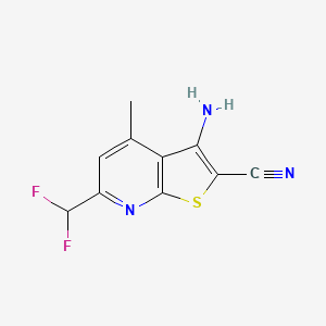 Chemical structure of 3-Amino-6-(difluoromethyl)-4-methylthieno[2,3-b]pyridine-2-carbonitrile