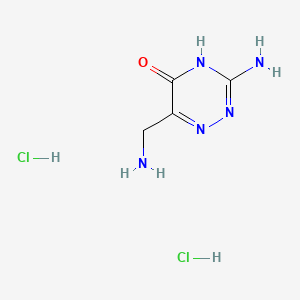 Chemical structure of 3-Amino-6-(aminomethyl)-1,2,4-triazin-5(4H)-one Dihydrochloride
