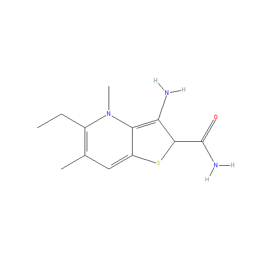 Chemical structure of 3-Amino-5-ethyl-4,6-dimethylthieno[2,3-b]pyridine-2-carboxamide