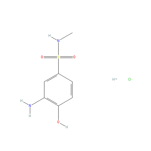Chemical structure of 3-amino-4-hydroxy-N-methylbenzenesulfonamide hydrochloride