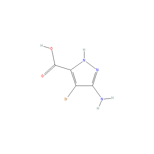 Chemical structure of 3-Amino-4-bromo-1H-pyrazole-5-carboxylic acid