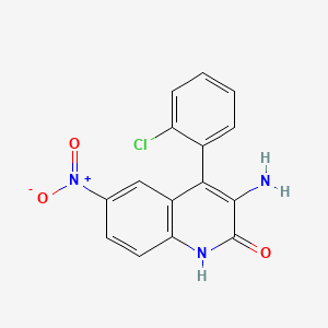 Chemical structure of 3-Amino-4-(2-chlorophenyl)-6-nitrocarbostyril