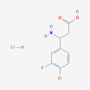 Chemical structure of 3-Amino-3-(4-bromo-3-fluorophenyl)propanoic acid hydrochloride