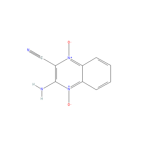 Chemical structure of 3-Amino-2-quinoxalinecarbonitrile1,4-dioxide
