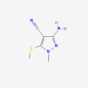 Chemical structure of 3-Amino-1-methyl-5-(methylthio)-1H-pyrazole-4-carbonitrile