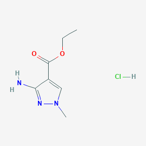 Chemical structure of 3-Amino-1-methyl-1H-pyrazole-4-carboxylic acid ethyl ester hydrochloride