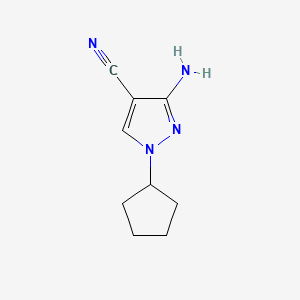 Chemical structure of 3-Amino-1-cyclopentyl-1H-pyrazole-4-carbonitrile