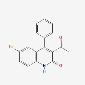 Chemical structure of 3-Acetyl-6-bromo-4-phenylquinolin-2(1H)-one