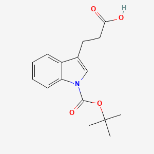 Chemical structure of 3-(1-(Tert-butoxycarbonyl)-1H-indol-3-YL)propanoic acid