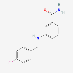Chemical structure of 3-{[(4-fluorophenyl)methyl]amino}benzamide