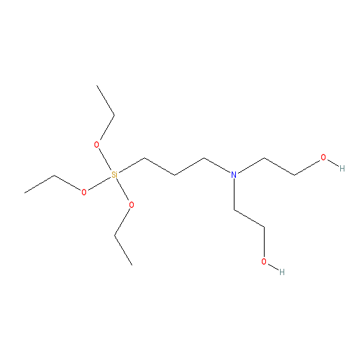 Chemical structure of 3-[Bis(2-hydroxyethyl)amino]propyl-triethoxysilane solution