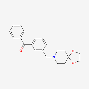 Chemical structure of 3-[8-(1,4-dioxa-8-azaspiro[4.5]decyl)methyl]benzophenone