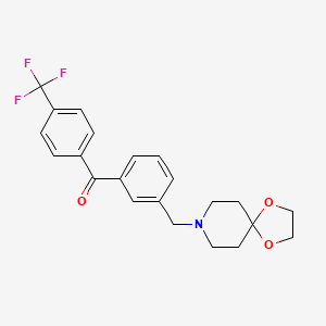 Chemical structure of 3-[8-(1,4-dioxa-8-azaspiro[4.5]decyl)methyl]-4'-trifluorobenzophenone
