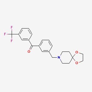 Chemical structure of 3-[8-(1,4-dioxa-8-azaspiro[4.5]decyl)methyl]-3'-trifluorobenzophenone