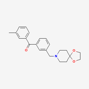 Chemical structure of 3-[8-(1,4-dioxa-8-azaspiro[4.5]decyl)methyl]-3'-methyl benzophenone