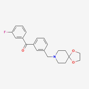 Chemical structure of 3-[8-(1,4-dioxa-8-azaspiro[4.5]decyl)methyl]-3'-fluorobenzophenone