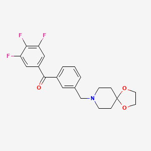 Chemical structure of 3'-[8-(1,4-dioxa-8-azaspiro[4.5]decyl)methyl]-3,4,5-trifluorobenzophenone