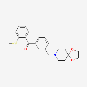 Chemical structure of 3'-[8-(1,4-dioxa-8-azaspiro[4.5]decyl)methyl]-2-thiomethyl benzophenone