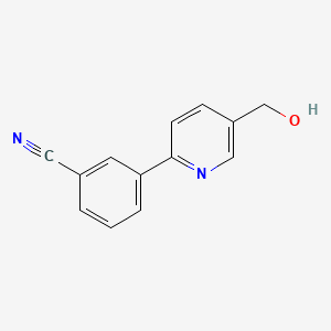 Chemical structure of 3-[5-(Hydroxymethyl)-2-pyridyl]benzonitrile
