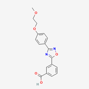 Chemical structure of 3-[3-[4-(2-methoxyethoxy)phenyl]-1,2,4-oxadiazol-5-yl]benzoic acid