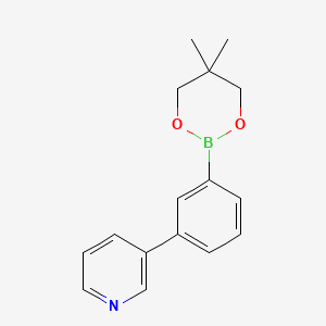 Chemical structure of 3-[3-(5,5-dimethyl-1,3,2-dioxaborinan-2-yl)phenyl]Pyridine