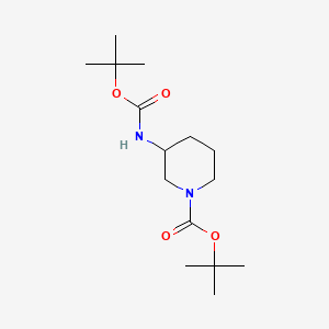 Chemical structure of 3-[[(Tert-Butoxy)Carbonyl]Amino]-1-Piperidinecarboxylic Acid Tert-Butyl Ester