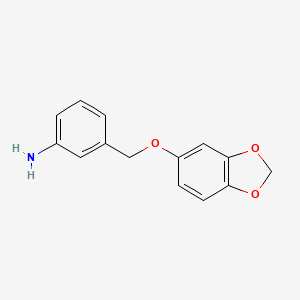Chemical structure of 3-[(2H-1,3-Benzodioxol-5-yloxy)methyl]aniline