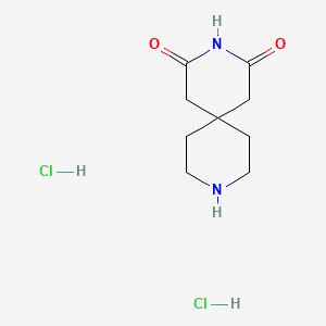Chemical structure of 3,9-diazaspiro[5.5]undecane-2,4-dione dihydrochloride
