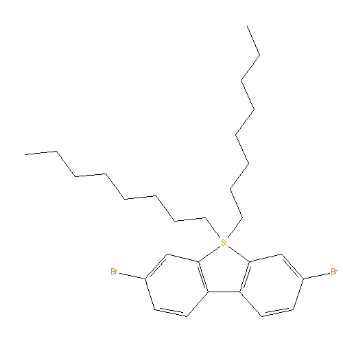 Chemical structure of 3,7-Dibromo-5,5-dioctyl-5H-dibenzo[b,d]silole