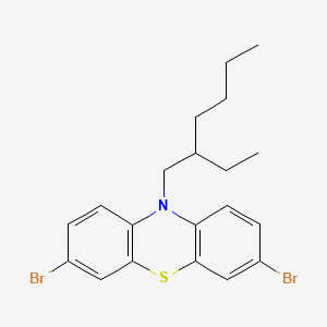Chemical structure of 3,7-dibromo-10-(2-ethylhexyl)-10H-phenothiazine