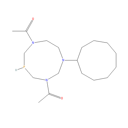Chemical structure of 3,7-Diacetyl-1,3,7-triaza-5-phosphabicyclo[3.3.1]nonane