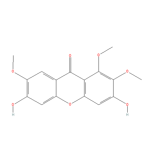 Chemical structure of 3,6-Dihydroxy-1,2,7-trimethoxyxanthone