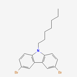 Chemical structure of 3,6-Dibromo-9-heptyl-9H-carbazole