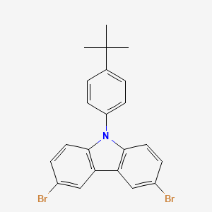 Chemical structure of 3,6-Dibromo-9-(4-tert-butylphenyl)-9H-carbazole