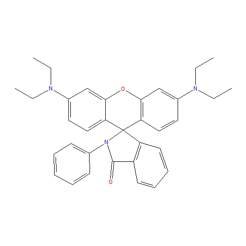 Chemical structure of 3',6'-bis(diethylamino)-2-phenylspiro[1H-isoindole-1,9'-[9H]xanthene]-3(2H)-one