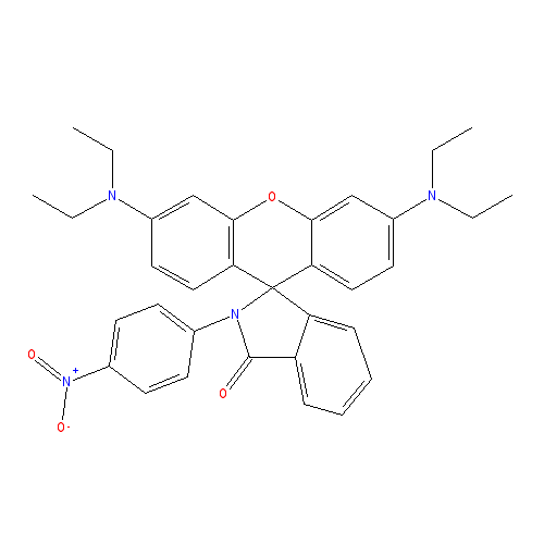 Chemical structure of 3',6'-Bis(diethylamino)-2-(4-nitrophenyl)spiro[isoindole-1,9'-xanthene]-3-one