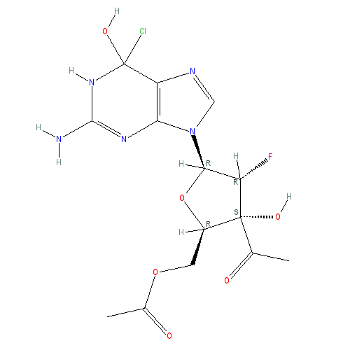 Chemical structure of 3',5'-O-Diacetyl-6-chloro-2'-deoxy-2'-fluoroguanosine