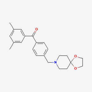 Chemical structure of 3,5-dimethyl-4'-[8-(1,4-dioxa-8-azaspiro[4.5]decyl)methyl]benzophenone