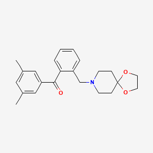 Chemical structure of 3',5'-dimethyl-2-[8-(1,4-dioxa-8-azaspiro[4.5]decyl)methyl]benzophenone