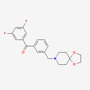 Chemical structure of 3,5-difluoro-3'-[8-(1,4-dioxa-8-azaspiro[4.5]decyl)methyl]benzophenone