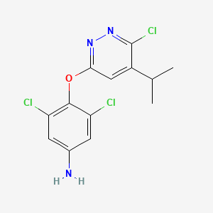 Chemical structure of 3,5-Dichloro-4-((6-chloro-5-isopropylpyridazin-3-yl)oxy)aniline