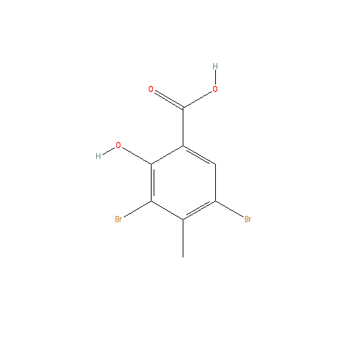 Chemical structure of 3,5-dibromo-2-hydroxy-4-methylbenzoic acid