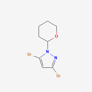 Chemical structure of 3,5-Dibromo-1-(tetrahydro-2H-pyran-2-yl)-1H-pyrazole