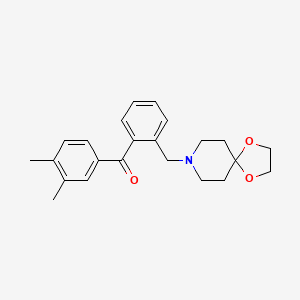 Chemical structure of 3',4'-dimethyl-2-[8-(1,4-dioxa-8-azaspiro[4.5]decyl)methyl]benzophenone