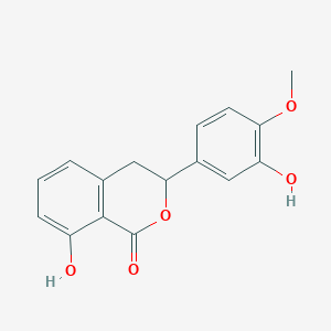 Chemical structure of 3,4-Dihydro-8-Hydroxy-3-(3-Hydroxy-4-Methoxyphenyl) 1H-2-Benzopyran-1-One