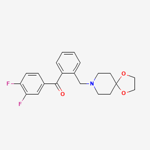 Chemical structure of 3,4-difluoro-2'-[8-(1,4-dioxa-8-azaspiro[4.5]decyl)methyl]benzophenone