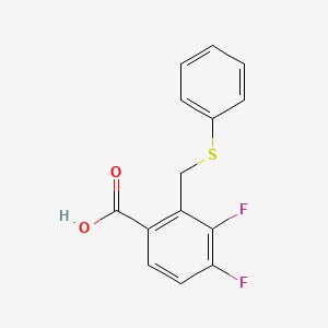 Chemical structure of 3,4-Difluoro-2-((phenylthio)methyl)benzoic acid