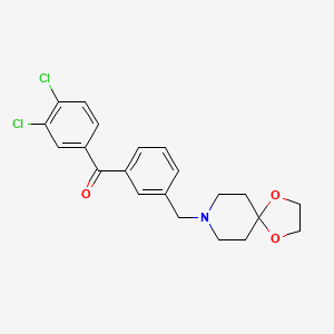 Chemical structure of 3,4-dichloro-3'-[8-(1,4-dioxa-8-azaspiro[4.5]decyl)methyl]benzophenone